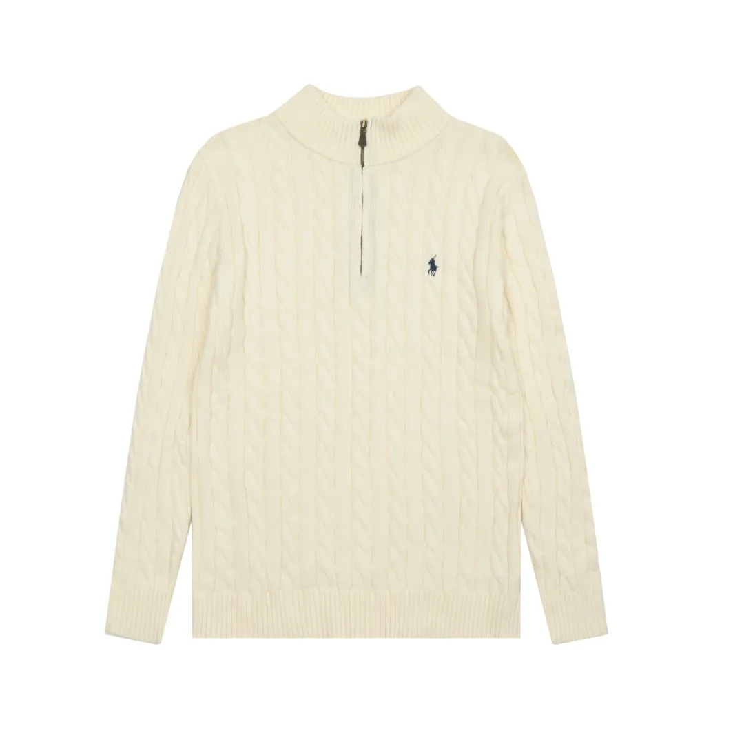P250 Top quality" Style number: DS014# (not off the shelves all year round) [Ralph Lauren half-zip solid color pony embroidery logo twist knitted sweater] ✅Ralph Lauren half-zip classic basic versatile unisex couple pullover sweater ✅Main supplier platform live broadcast Wholesale entity Replenish when out of stock Not off the shelf ✅ZP quality 1:1 version Scan the code to enter the GF website Counter quality ✅Detailed quality The only one in Guangzhou Imported quality cotton yarn, focusing on high-end, cost-effective, good quality needless to say ✅The version is restored to the original order, the maximum size can be worn up to 200 pounds, loose, comfortable and stress-free ✅The upper body is simple and easy to match, ootd must-have style, good-looking clothes are never picky, a must-have wardrobe recommendation Size: S-XL Color: Navy blue milk white black pure white gray khaki light blue yellow pink olive green red blue label red gold label